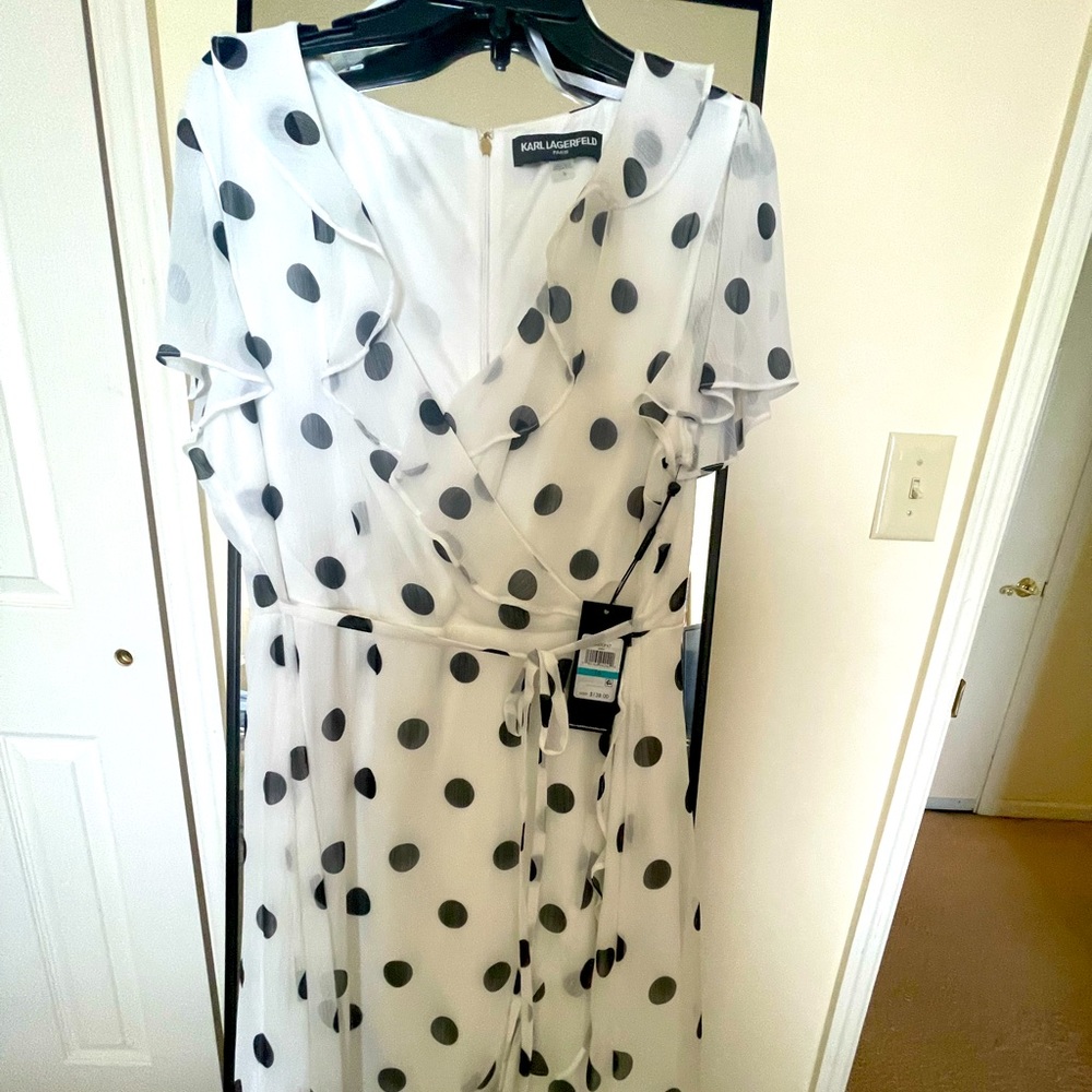 Karl Lagerfeld Dress (brand new) White with black polka dots. Size 16